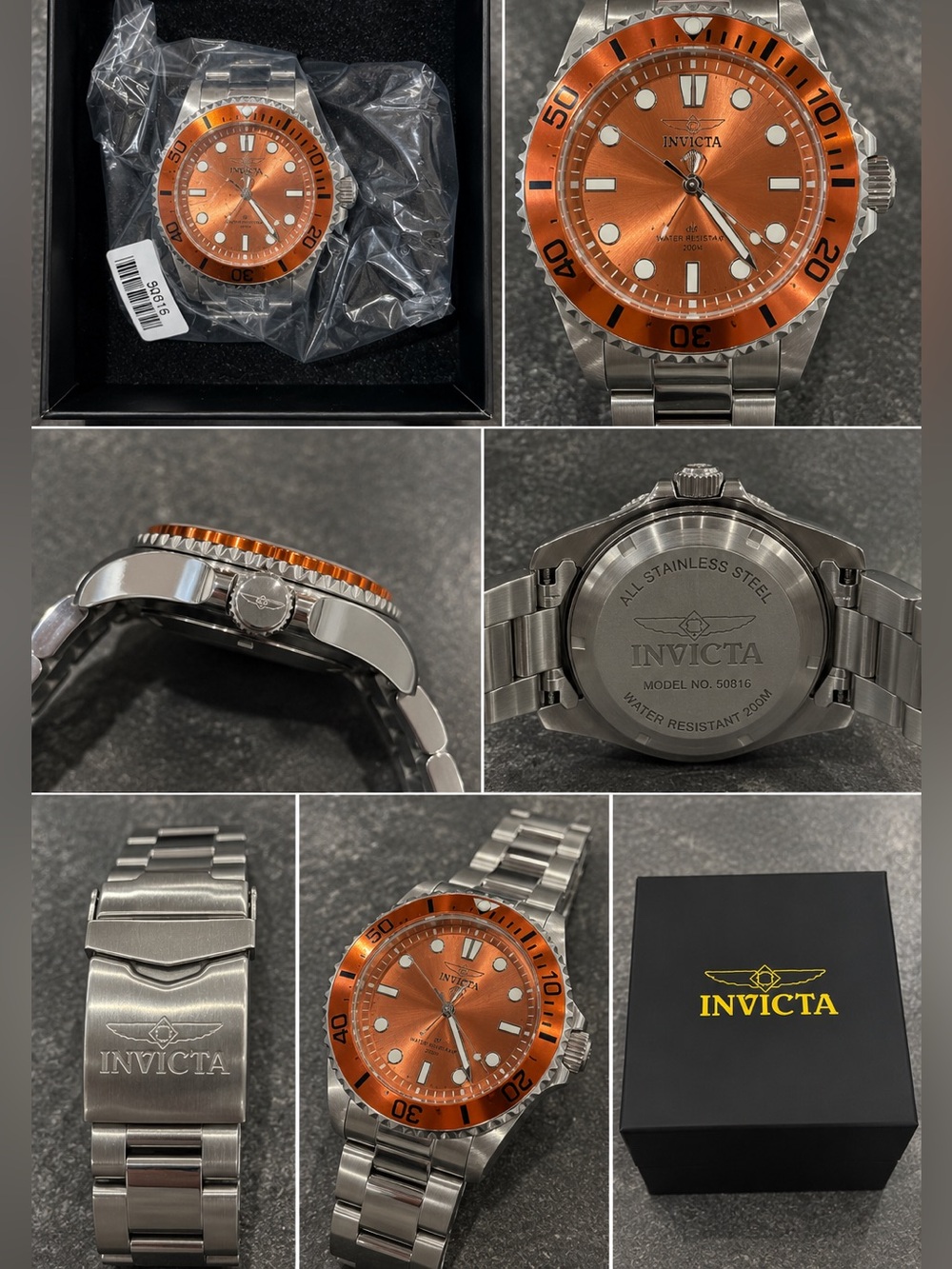 Invicta Men’s Orange & Silver Dive Watch – Model 50816